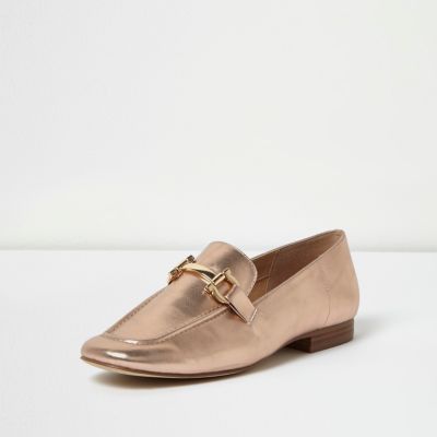 Rose gold soft loafers